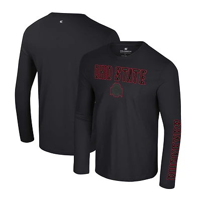 T-shirt à manches longues 2 coups Colosseum Black Ohio State Buckeyes Color Pop Active Blend pour hommes