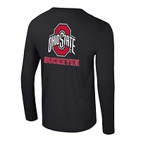 Men's Colosseum Black Ohio State Buckeyes Logo Lockup 3-Hit Active Blend Long Sleeve T-Shirt