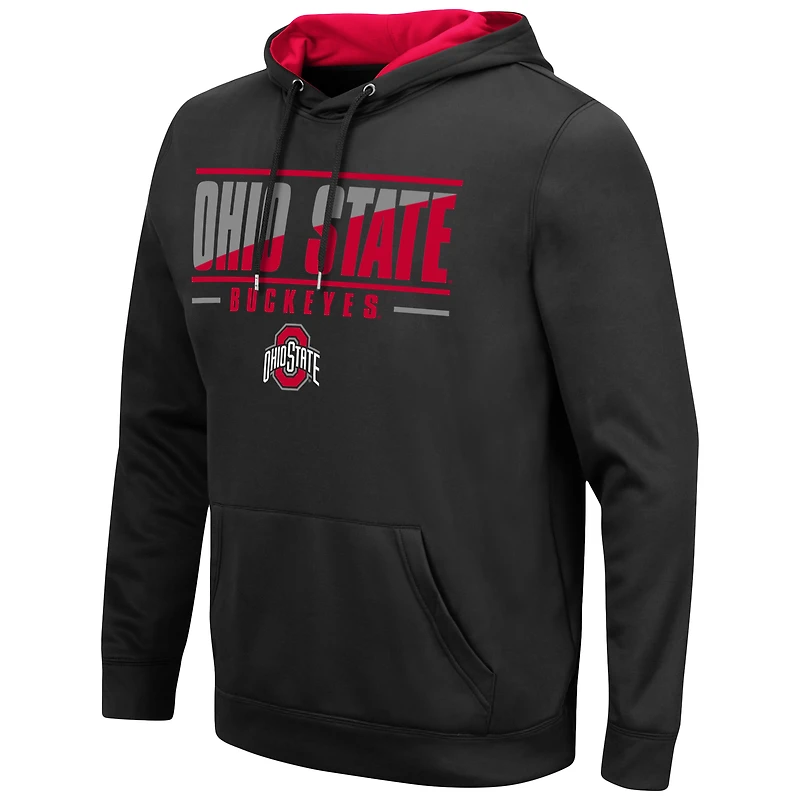 Men's Colosseum Black Ohio State Buckeyes Slash Stack 2.0 Pullover Hoodie
