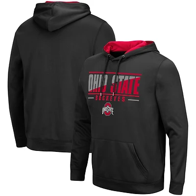 Men's Colosseum Black Ohio State Buckeyes Slash Stack 2.0 Pullover Hoodie