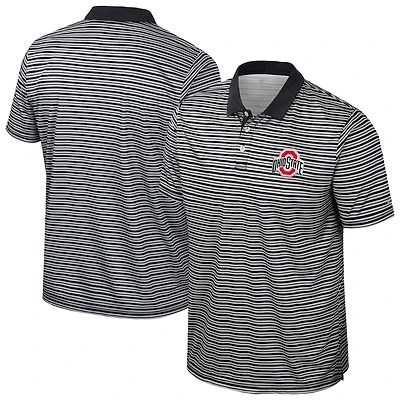 Men's Colosseum Black Ohio State Buckeyes Striped Polo
