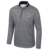 Men's Colosseum Black Ohio State Buckeyes Striped Quarter-Zip Top