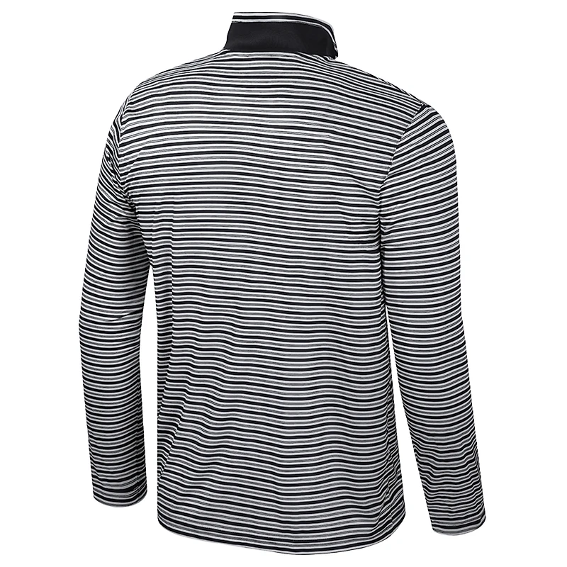 Men's Colosseum Black Ohio State Buckeyes Striped Quarter-Zip Top