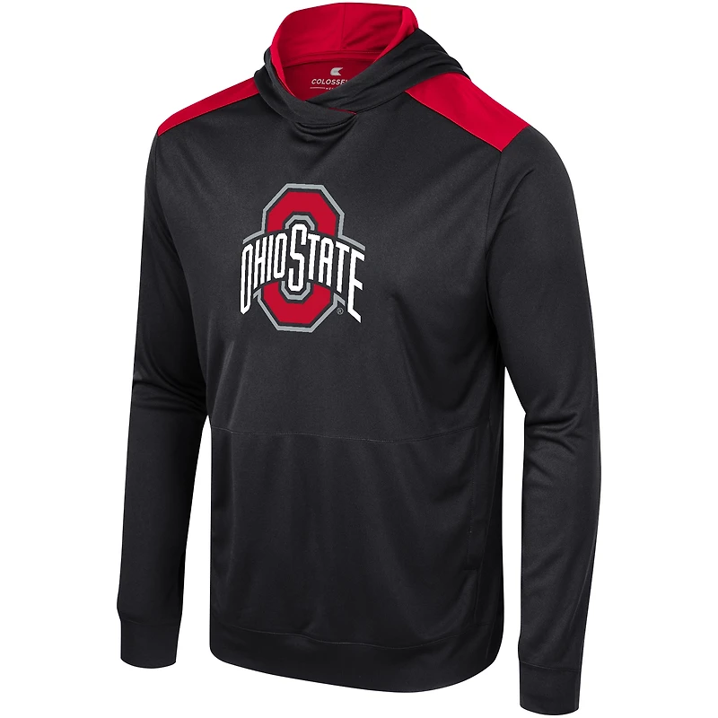 T-shirt à capuche manches longues pour hommes Colosseum Black Ohio State Buckeyes Warm Up