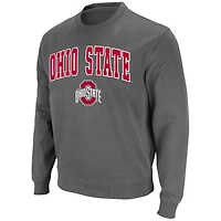 Men's Colosseum Charcoal Ohio State Buckeyes Team Arch & Logo Tackle Twill Pullover Sweatshirt