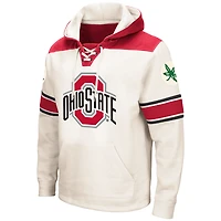 Men's Colosseum Cream Ohio State Buckeyes Big & Tall Hockey Lace-Up Pullover Hoodie
