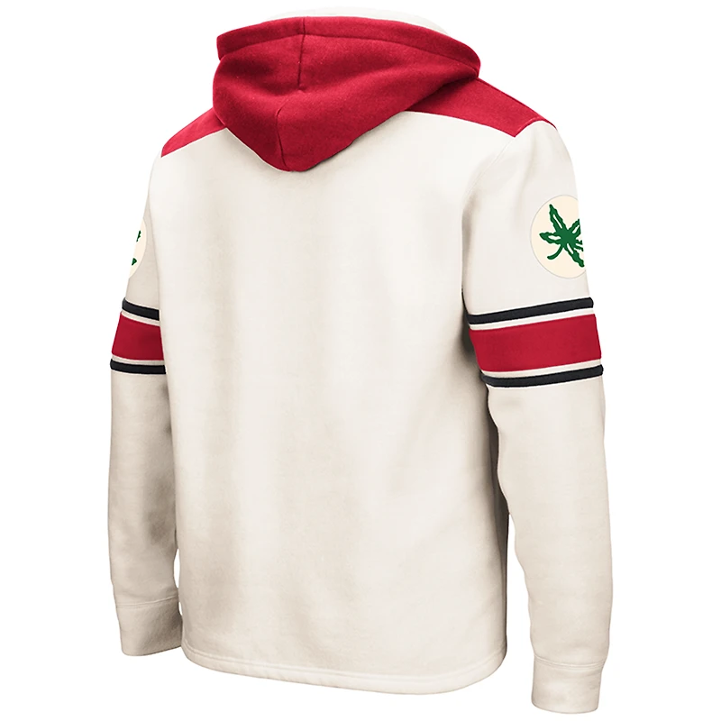 Men's Colosseum Cream Ohio State Buckeyes Big & Tall Hockey Lace-Up Pullover Hoodie