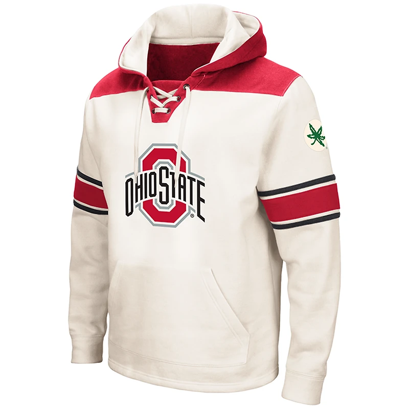 Men's Colosseum Cream Ohio State Buckeyes Lace-Up 2.0 Pullover Hoodie