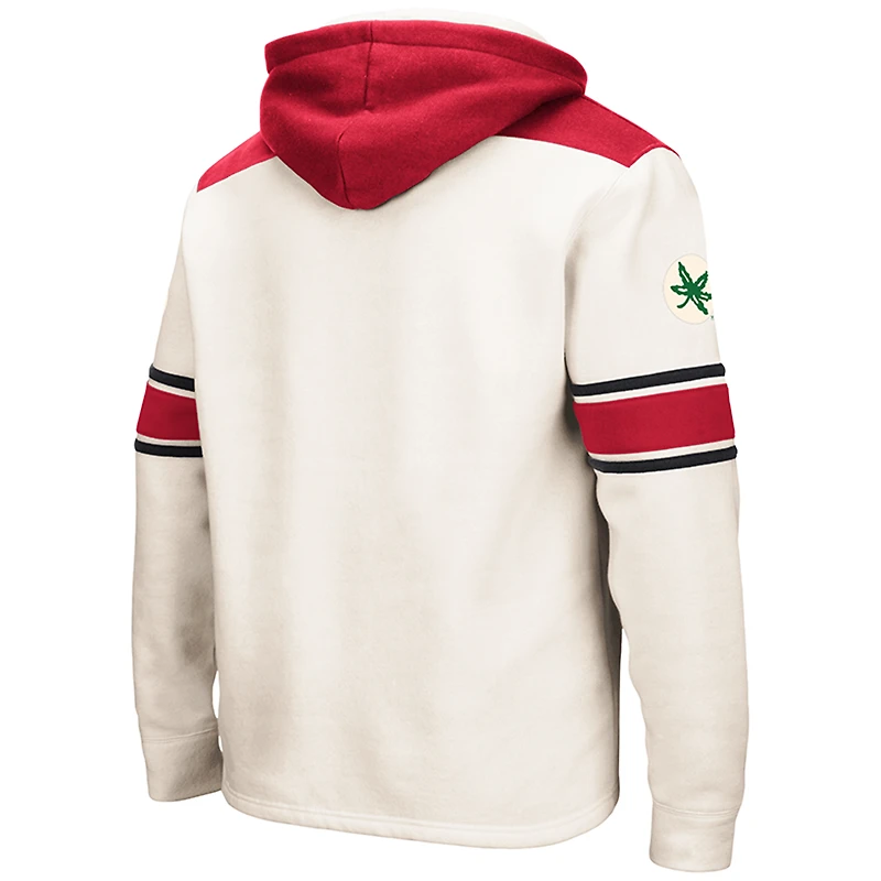 Men's Colosseum Cream Ohio State Buckeyes Lace-Up 2.0 Pullover Hoodie