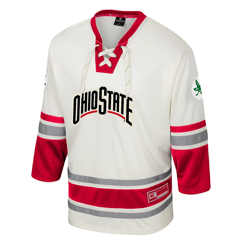 Maillot de hockey tendance pour homme Colosseum Cream Ohio State Buckeyes Puck Proud