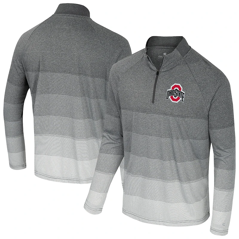 Men's Colosseum  Gray Ohio State Buckeyes AI Striped Mesh Quarter-Zip Raglan Windshirt