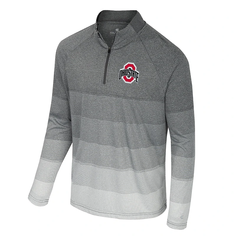 Coupe-vent à glissière quart de tour en maille rayée IA pour homme Colosseum Grey Ohio State Buckeyes