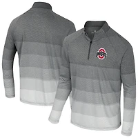 Men's Colosseum  Gray Ohio State Buckeyes AI Striped Mesh Quarter-Zip Raglan Windshirt