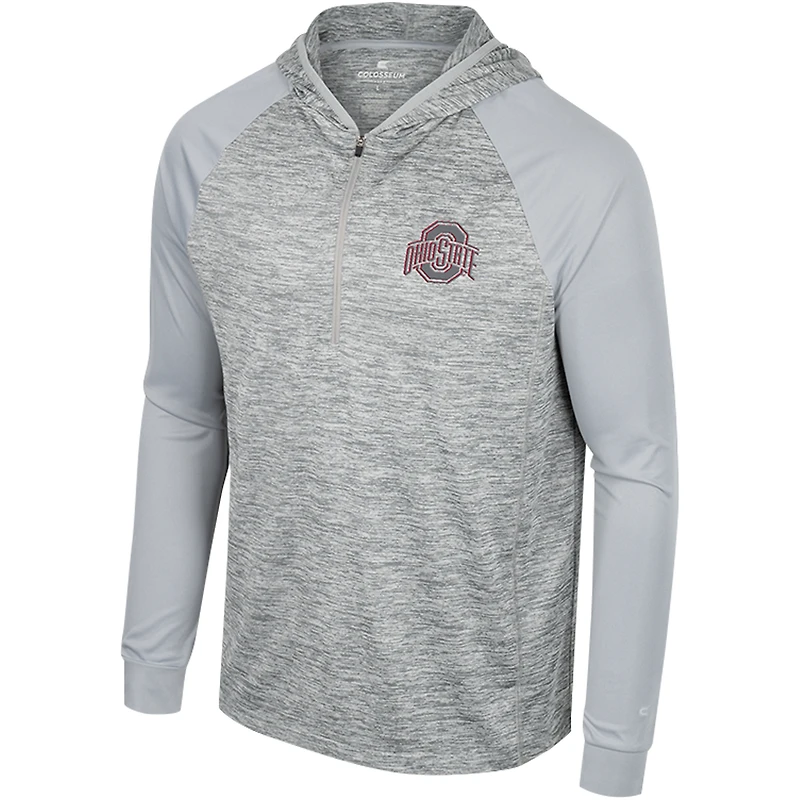 Men's Colosseum Gray Ohio State Buckeyes Cybernetic Raglan Quarter-Zip Hooded Top