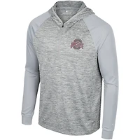 Men's Colosseum Gray Ohio State Buckeyes Cybernetic Raglan Quarter-Zip Hooded Top