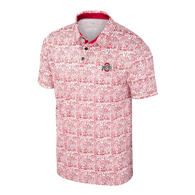 Polo colosseum écarlate/blanc pour homme Ohio State Buckeyes Big & Tall Allover