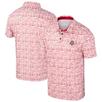 Polo colosseum écarlate/blanc pour homme Ohio State Buckeyes Big & Tall Allover