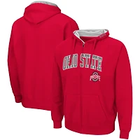 Men's Colosseum Scarlet Ohio State Buckeyes Arch & Logo 3.0 Full-Zip Hoodie
