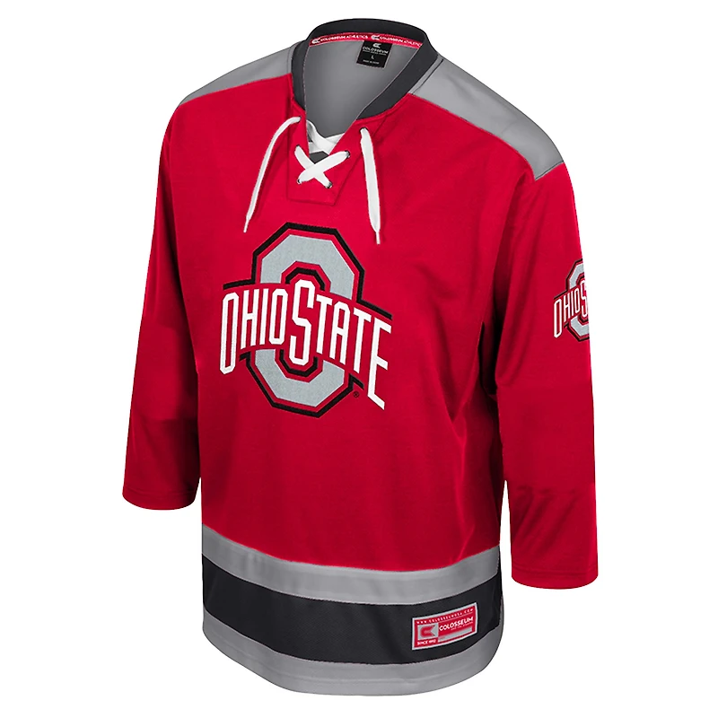 Maillot de hockey Athletic Machine Fashion pour homme Colosseum Scarlet Ohio State Buckeyes