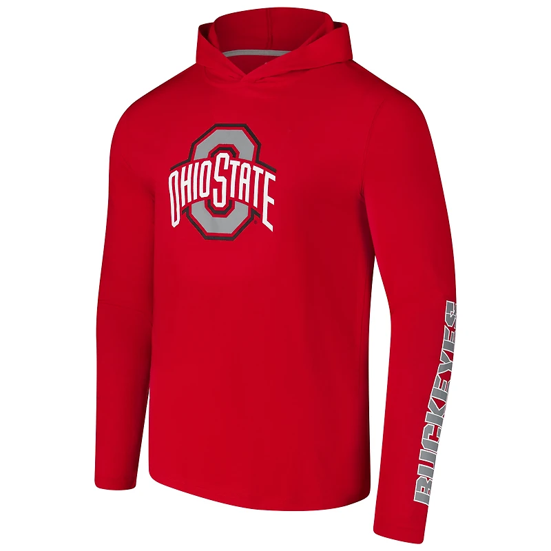 T-shirt à capuche manches longues avec logo Colosseum Scarlet Ohio State Buckeyes Lockup Active Blend pour hommes