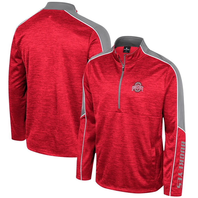 Veste à demi-zip chinée Colosseum Scarlet Ohio State Buckeyes pour hommes