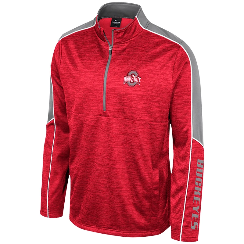 Veste à demi-zip chinée Colosseum Scarlet Ohio State Buckeyes pour hommes