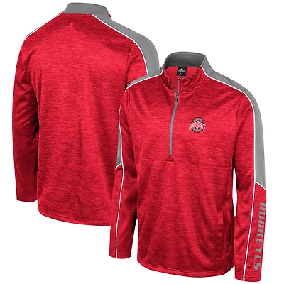 Veste à demi-zip chinée Colosseum Scarlet Ohio State Buckeyes pour hommes