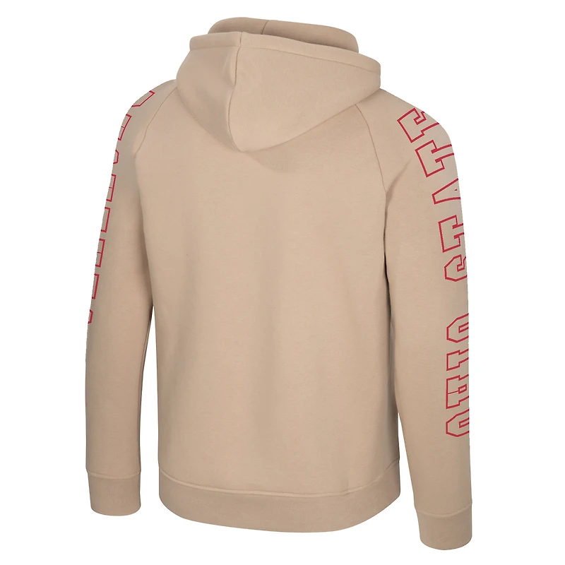 Men's Colosseum Tan Ohio State Buckeyes Big Break Raglan Hoodie
