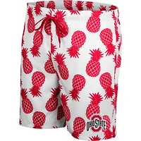 Men's Colosseum White/Scarlet Ohio State Buckeyes Pineapple Swim Shorts