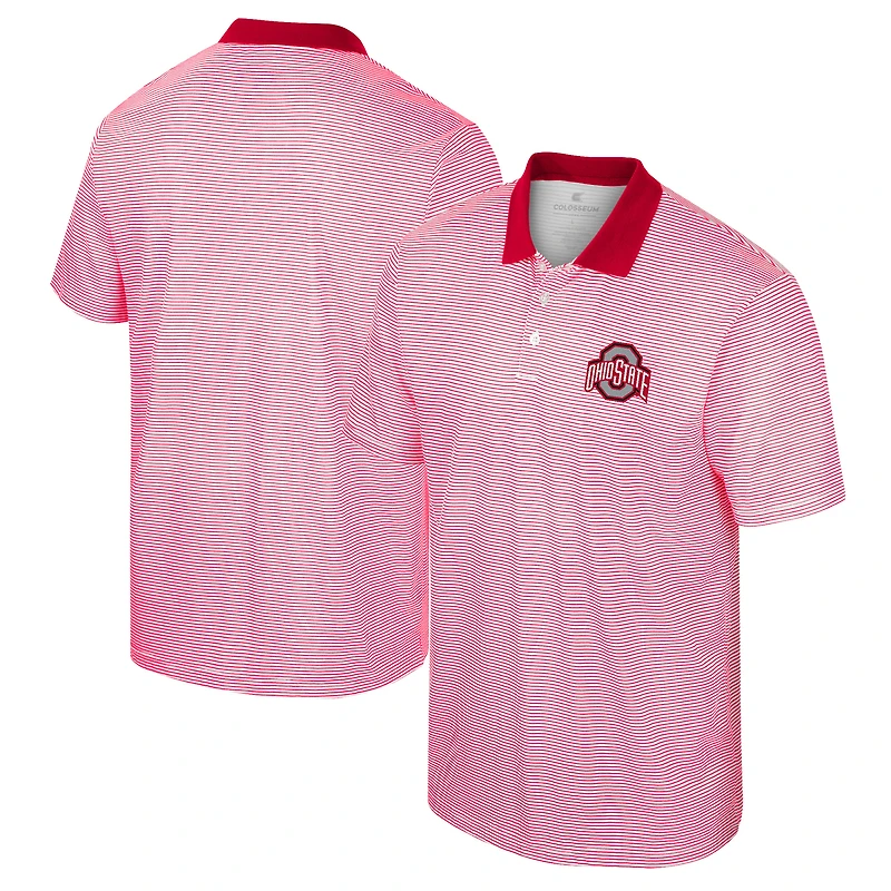 Men's Colosseum White/Scarlet Ohio State Buckeyes Print Stripe Polo