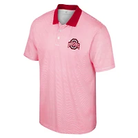 Men's Colosseum White/Scarlet Ohio State Buckeyes Print Stripe Polo
