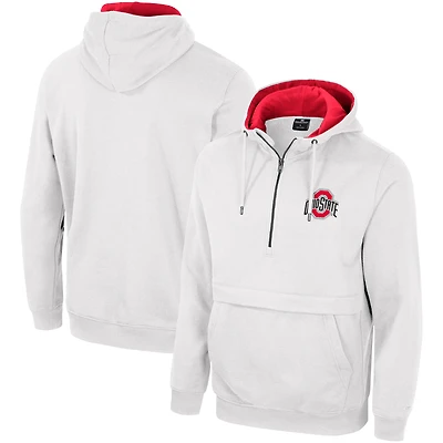 Men's Colosseum White Ohio State Buckeyes Half-Zip Hoodie