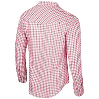 Men's Colosseum x Wrangler White Ohio State Buckeyes Plaid Window Pane Long Sleeve Full-Snap Shirt