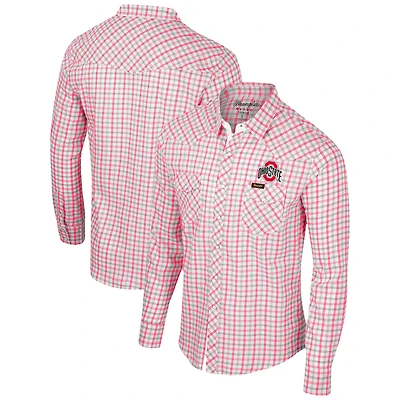 Chemise à manches longues et bouton-pression Colosseum x Wrangler pour hommes, Ohio State Buckeyes, carreaux