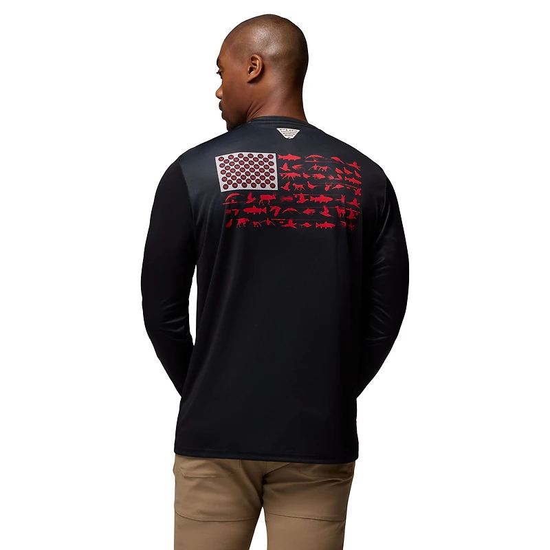 T-shirt à manches longues Columbia noir pour homme, Ohio State Buckeyes PHG Terminal Shot 3-Hit