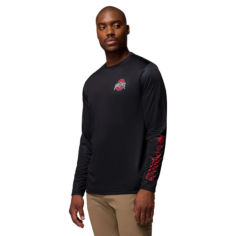 T-shirt à manches longues Columbia noir pour homme, Ohio State Buckeyes PHG Terminal Shot 3-Hit