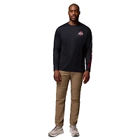 T-shirt à manches longues Columbia noir pour homme, Ohio State Buckeyes PHG Terminal Shot 3-Hit