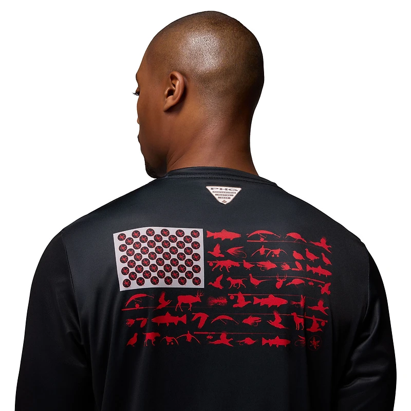 T-shirt à manches longues Columbia noir pour homme, Ohio State Buckeyes PHG Terminal Shot 3-Hit