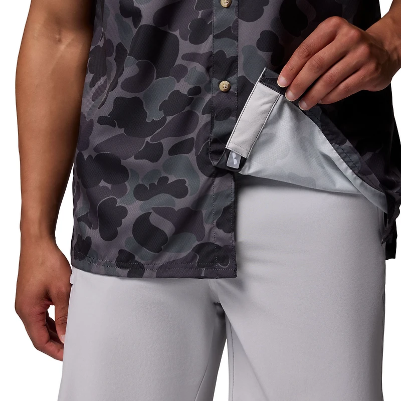 Men's Columbia Black Ohio State Buckeyes Super Slack Tide Omni-Wick Button-Up Shirt