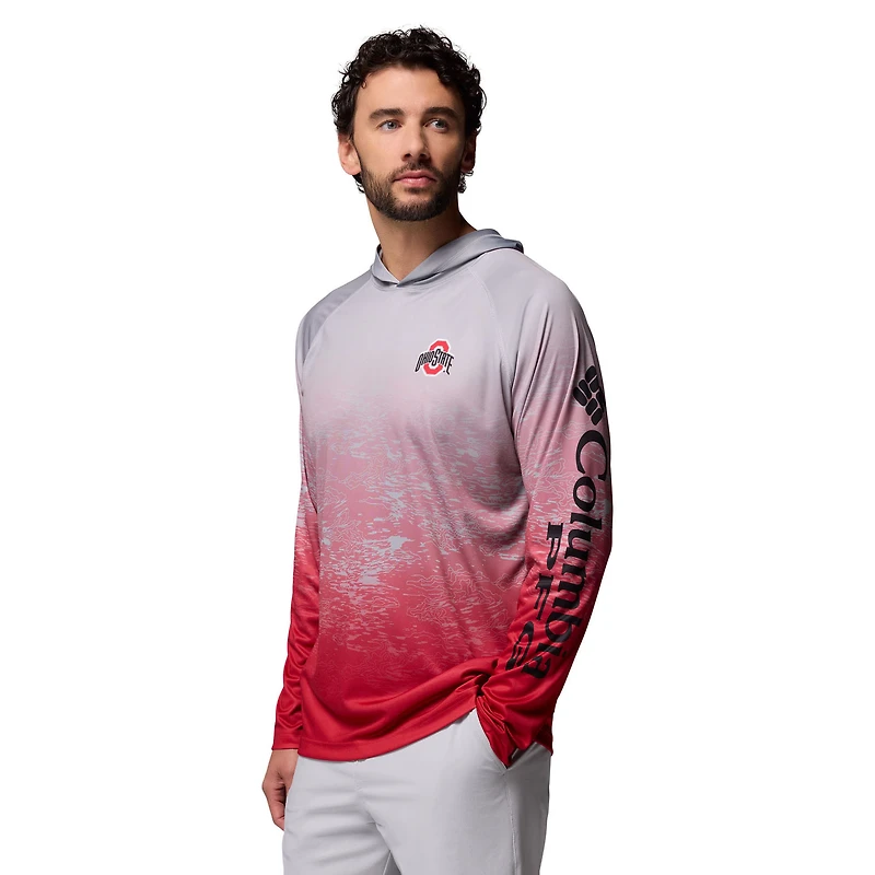 Sweat à capuche Omni-Wick gris Columbia Ohio State Buckeyes PFG Gradient Water Super Terminal Tackle pour homme