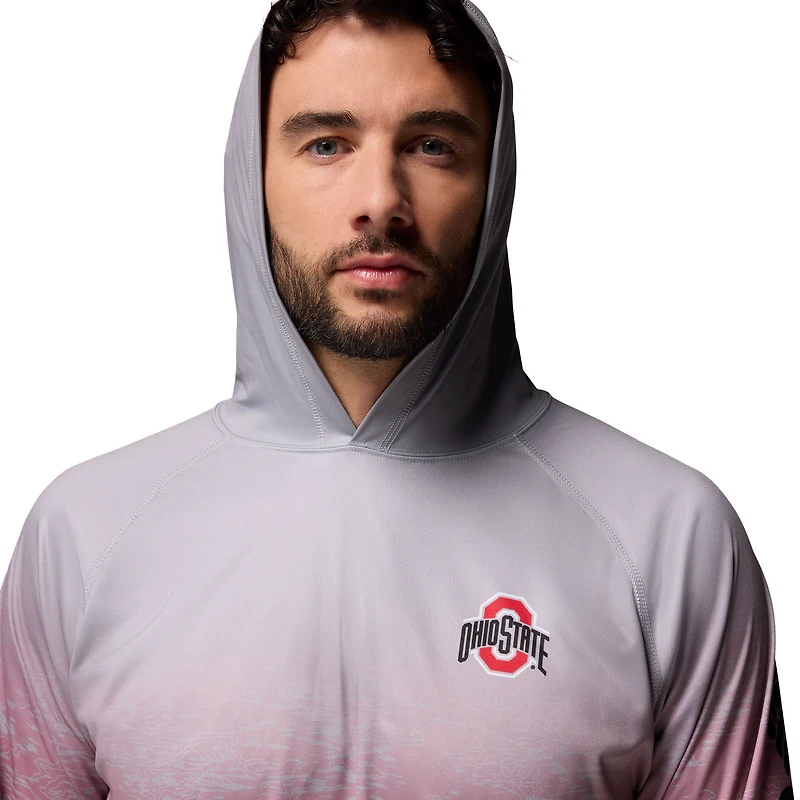 Sweat à capuche Omni-Wick gris Columbia Ohio State Buckeyes PFG Gradient Water Super Terminal Tackle pour homme