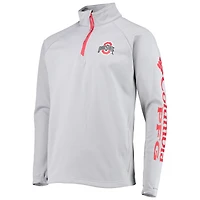 Men's Columbia Gray Ohio State Buckeyes Terminal Tackle Fleece Raglan Omni-Shade Quarter-Zip Jacket