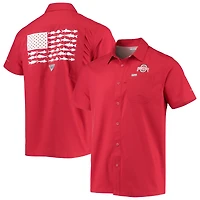 Chemise boutonnée Columbia PFG Scarlet Ohio State Buckeyes Slack Tide Camp pour homme