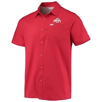 Chemise boutonnée Columbia PFG Scarlet Ohio State Buckeyes Slack Tide Camp pour homme