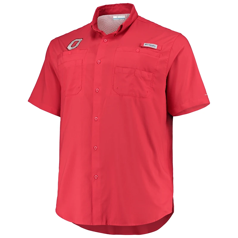 Chemise boutonnée Columbia Scarlet Ohio State Buckeyes Big & Tall Tamiami Omni-Shade pour homme