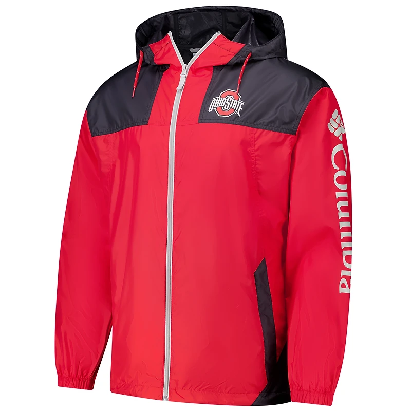 Men's Columbia Scarlet Ohio State Buckeyes Flash Challenger II Omni-Shade Full-Zip Windbreaker Jacket