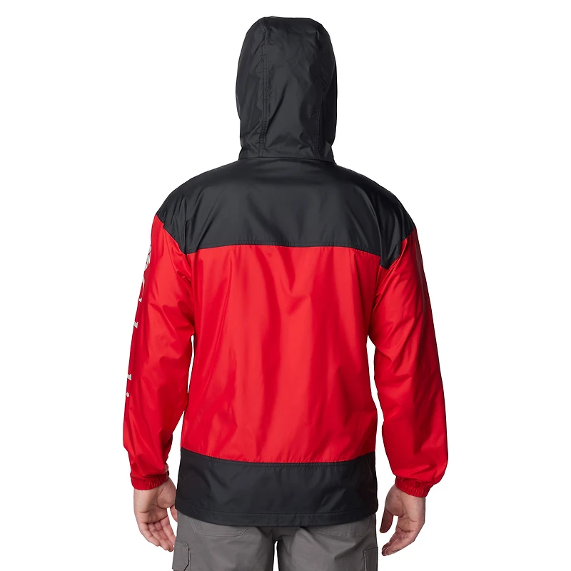 Veste à capuche coupe-vent entièrement zippée Columbia Scarlet Ohio State Buckeyes Flash Challenger Omni-Shade pour hommes