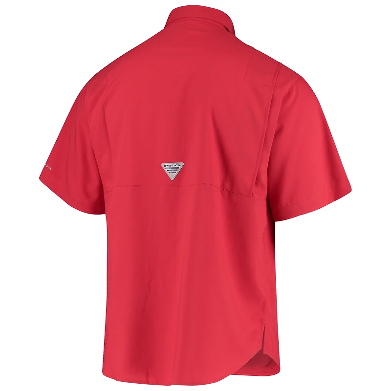 Men's Columbia Scarlet Ohio State Buckeyes Tamiami Omni-Shade Button-Down Shirt