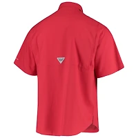 Men's Columbia Scarlet Ohio State Buckeyes Tamiami Omni-Shade Button-Down Shirt