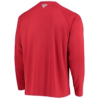 Men's Columbia Scarlet Ohio State Buckeyes Terminal Tackle Omni-Shade Raglan Long Sleeve T-Shirt